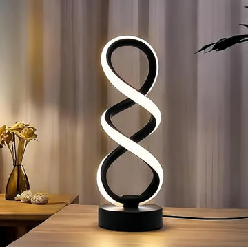 Modern Spiral LED Table Lamp | Touch Dimmable USB Bedside Lamp