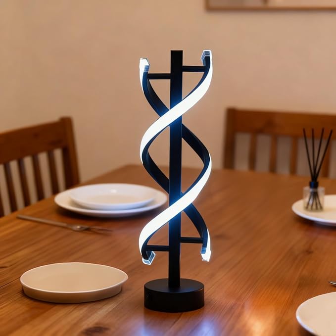 Modern Spiral LED Table Lamp | 3 Colour Bedside Desk Light