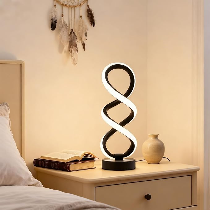 Modern Spiral LED Table Lamp | 3-Colour Dimmable