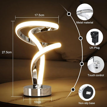 LED Spiral Table Lamp Touch Dimmable RGB Bedside Lamp