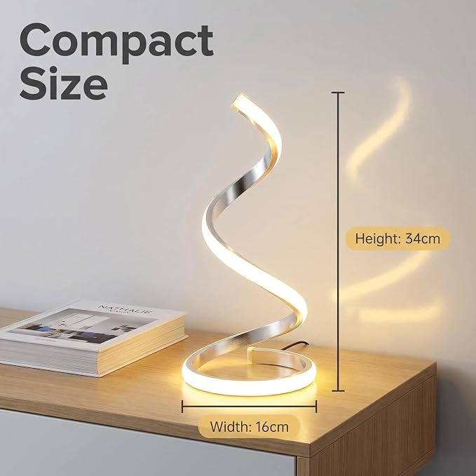 Modern Spiral LED Table Lamp | 3 Colour Dimmable USB Lamp