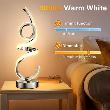 Modern RGBWIC Spiral Table Lamp | Rechargeable LED Night Light