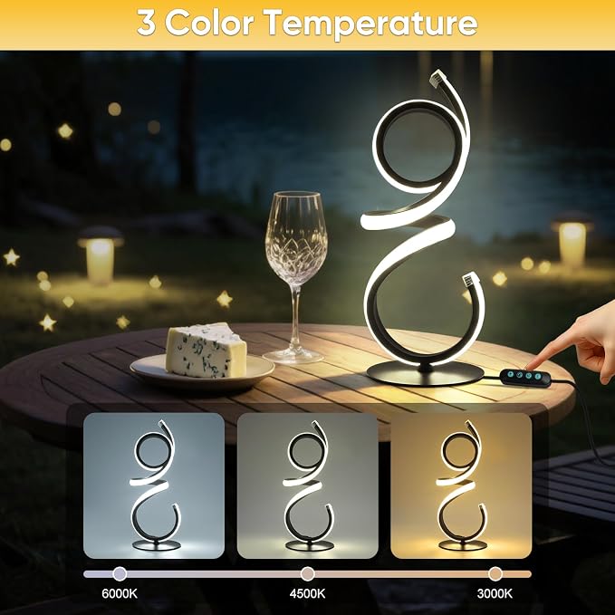 Line Art LED Bedside Lamp | 3 Colours & 5 Brightness Levels