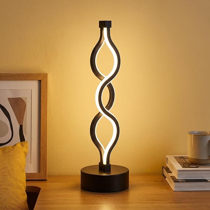Spiral LED Table Lamp | 3 Colour Dimmable USB Bedside Lamp